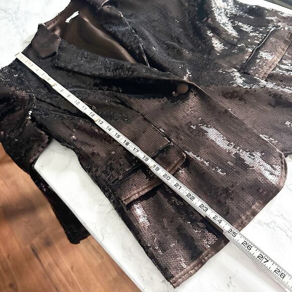 Chico's Size 3 Shining Tux Sheron Jacket Women's Size XL Brown Sequin & Satin - Picture 9 of 12